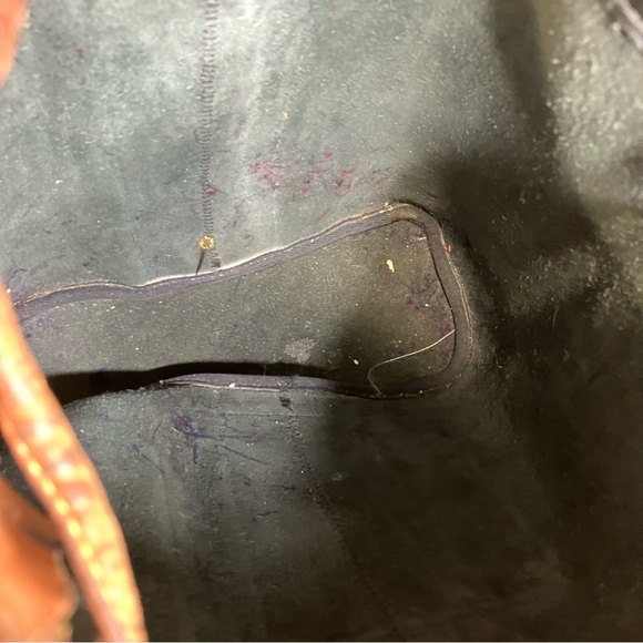 Vintage Dooney & Bourke navy & tan‎ leather AWL sling bag bucket bag - Picture 13 of 17